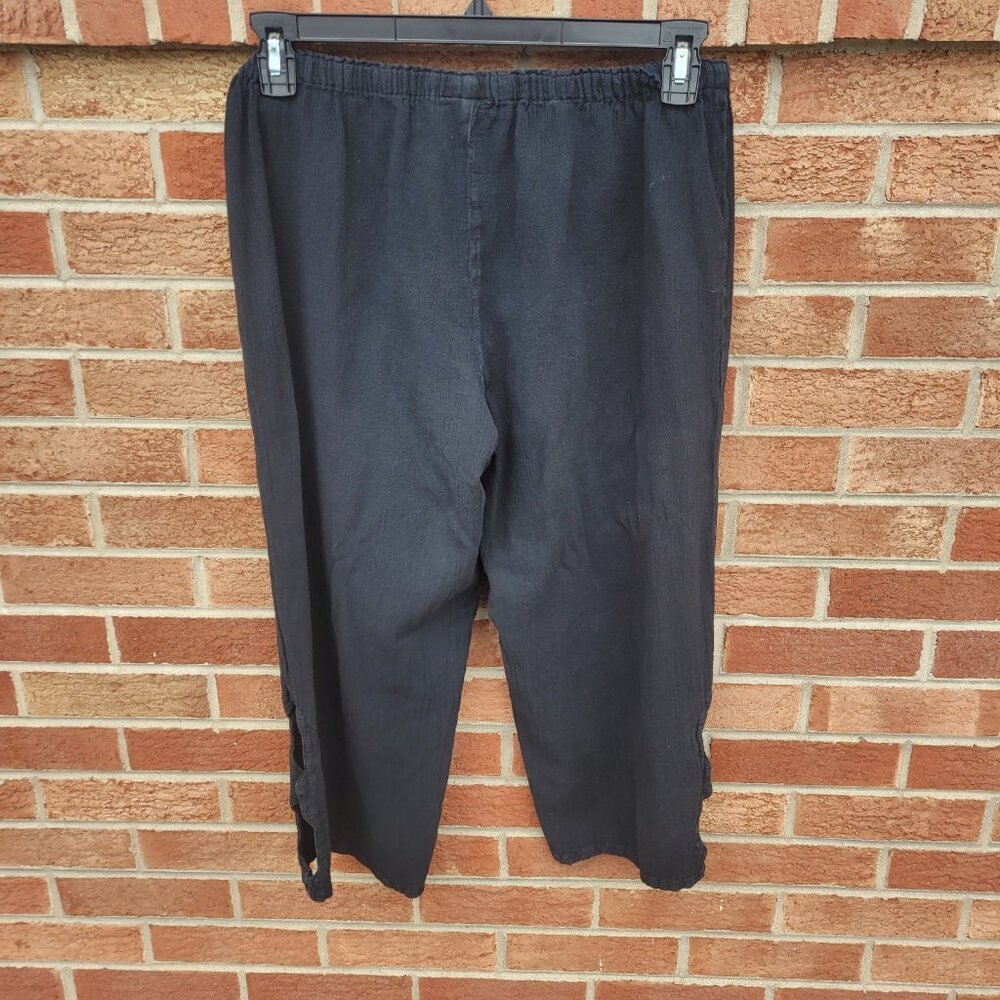 Oh My Gauze! Capri Pants Women's Size L/XL Black Flowy Boho Lagenlook - Picture 2 of 8